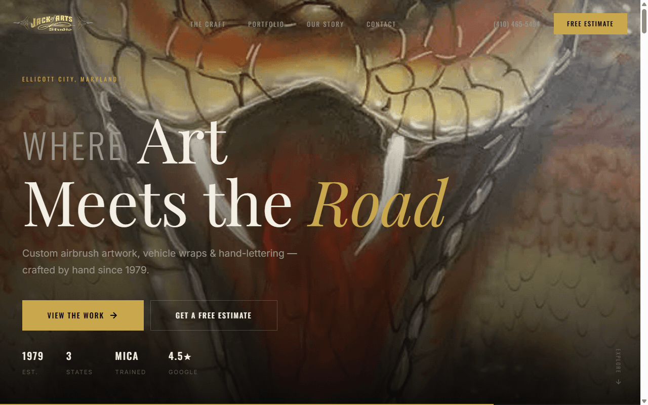 Jack of Arts Studios website